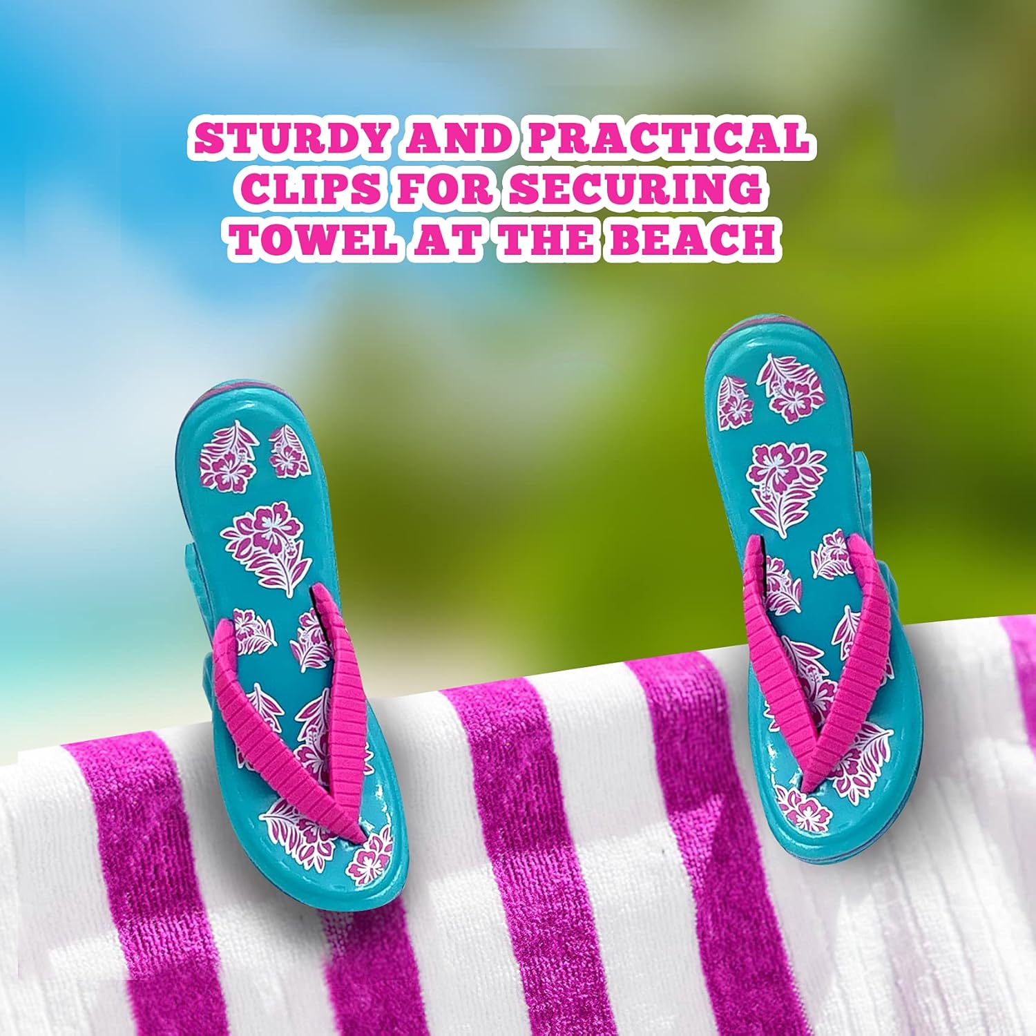 Flip Flop Beach Towel Clips, 2-Pack