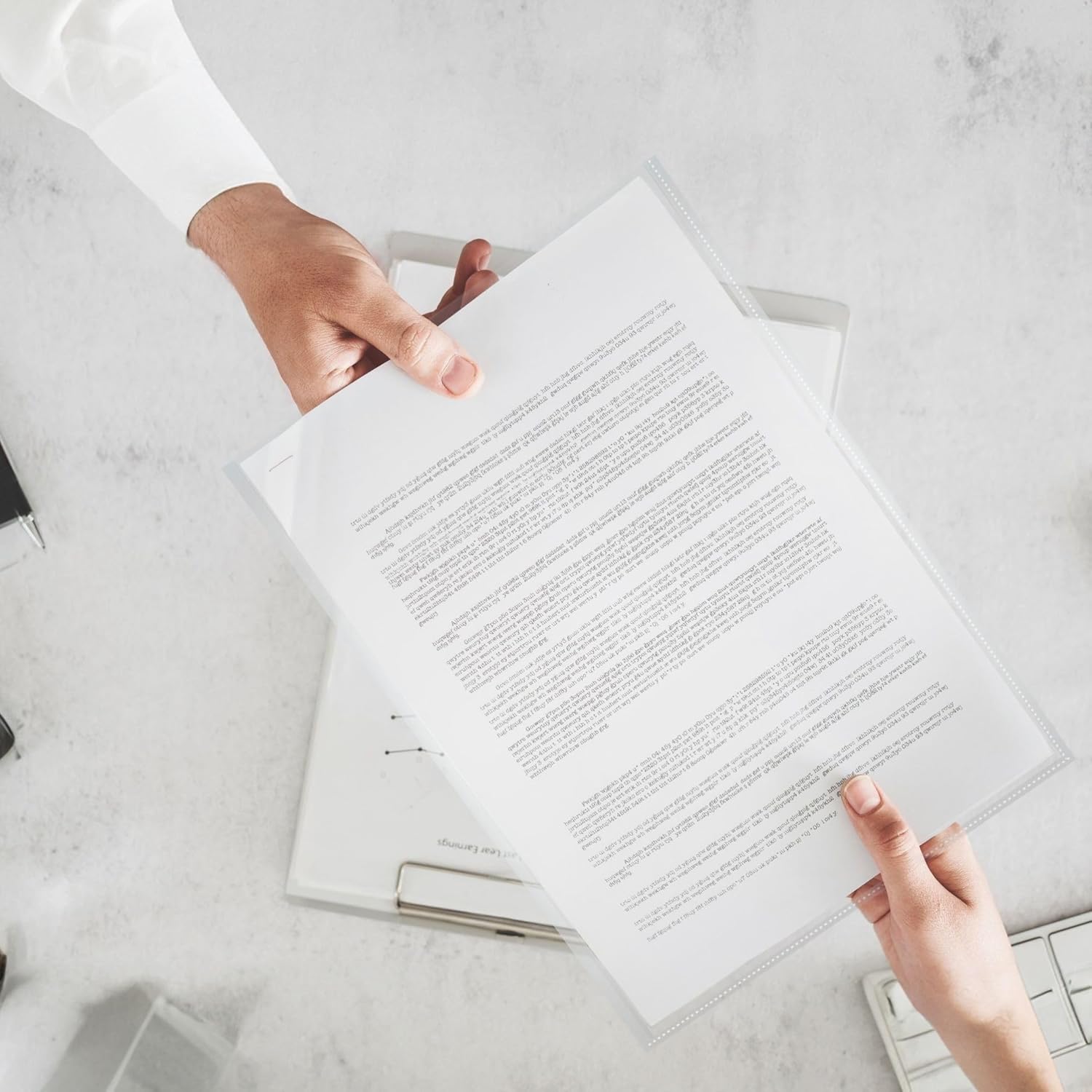 Performore 50 Clear No Hole Sheet Protectors, 8.5" x 11", Plastic Sheet Sleeves, Top Loading Paper Protector, Archival Safe for Documents and Photos