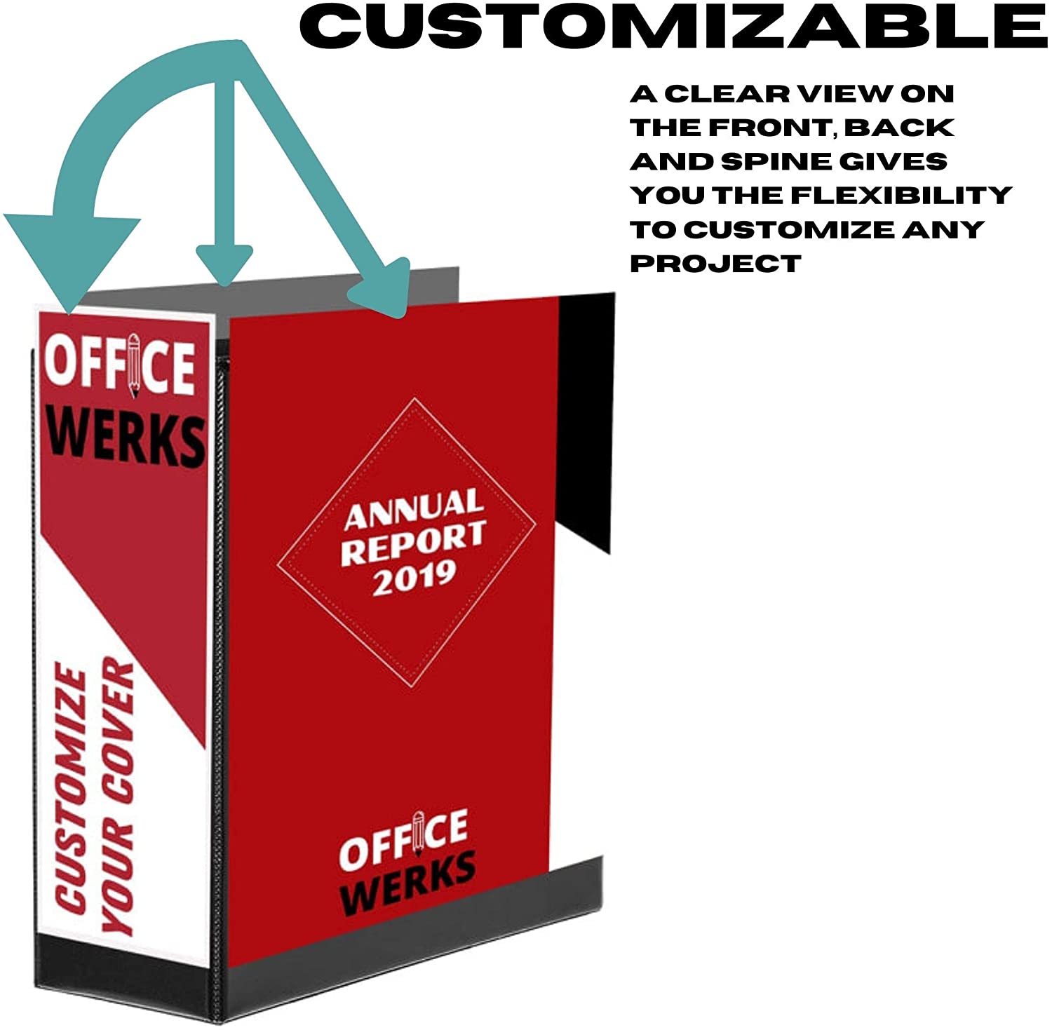 3 Ring Binder, Professional D Ring 5 Inch Binder, Clear View, With Pockets, Black - 4 Pack