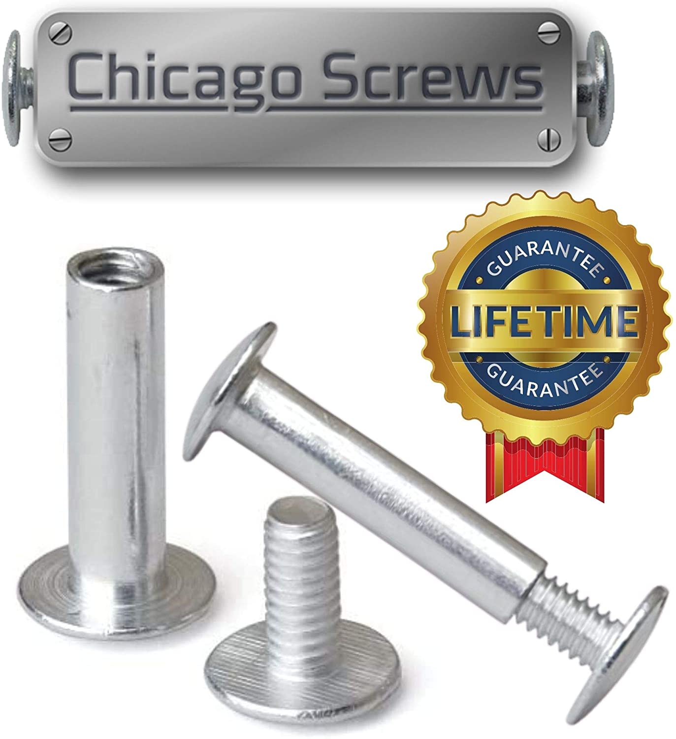 Silver Aluminum Screw Posts, 2", 100 pack