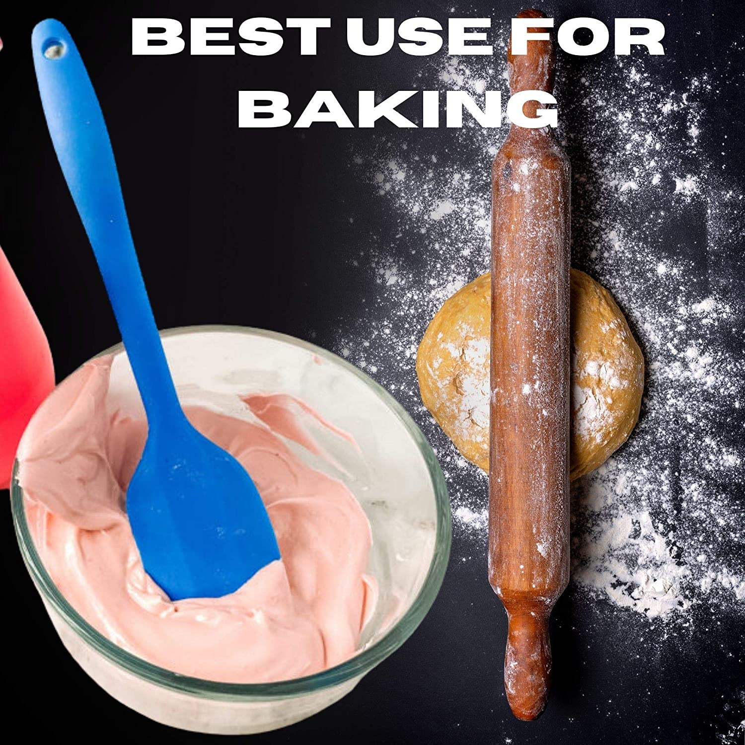 Heavy Duty Silicone Food Basting Brush and Tongs Kitchen Set (4 in 1 Set)