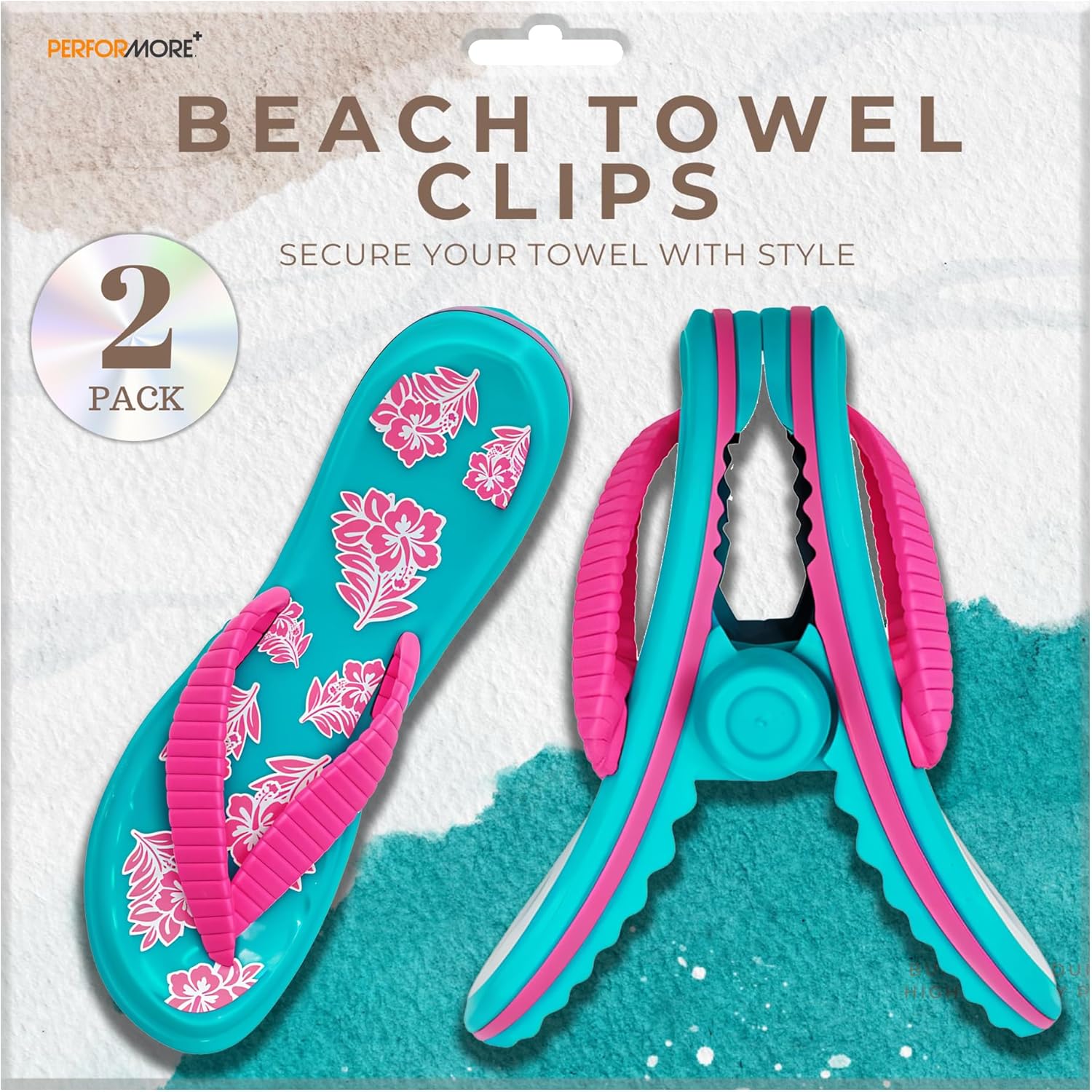 Flip Flop Beach Towel Clips, 2-Pack