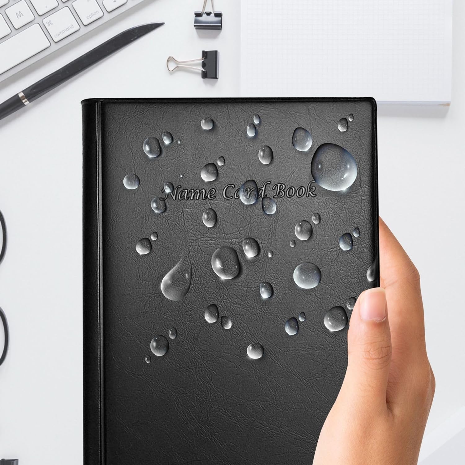 Professional Business Card Holder/Book with Black Cover, Holds 300 Business Cards