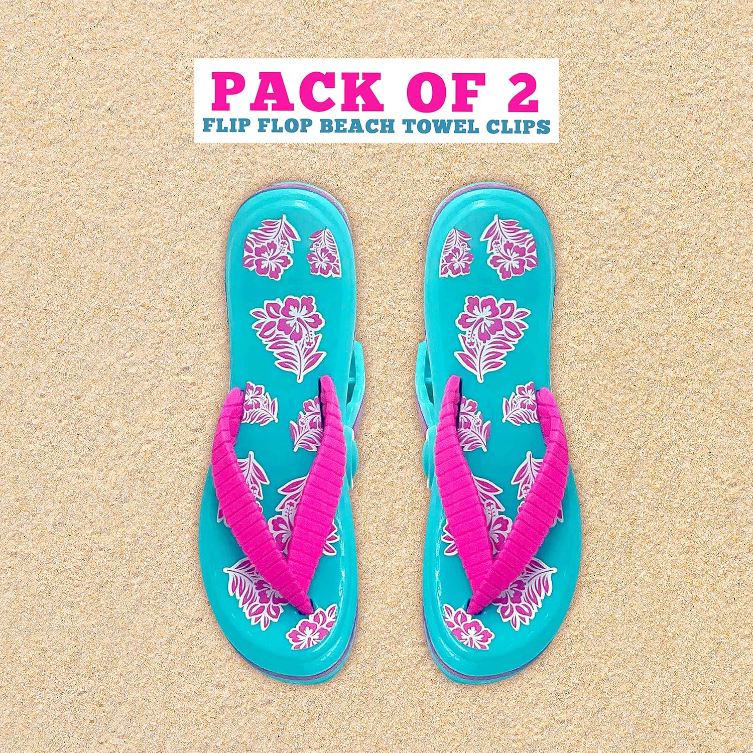 Flip Flop Beach Towel Clips, 2-Pack