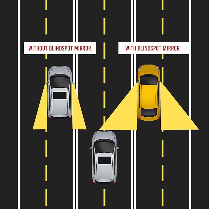 Performore 2 Pack of Blind Spot Car Mirrors, 2 Inch Round HD Glass Convex Rear View Wide Angle Side Mirror Blindspot with Self Adhesive Back for Universal Vehicles