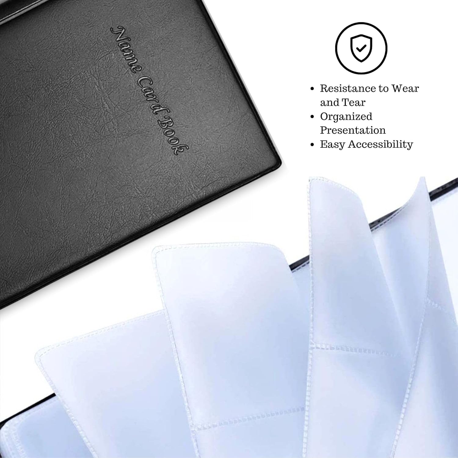 Professional Business Card Holder/Book with Black Cover, Holds 300 Business Cards