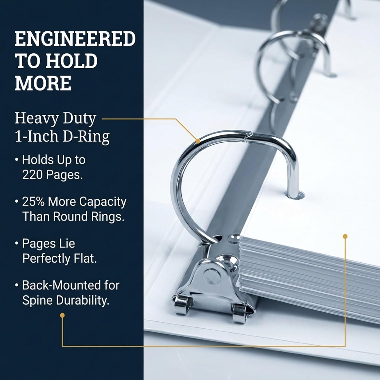 Performore - Office Werks Heavy Duty 4-Pack Legal Size View Binder - 14" x 8.5", White, 1 Inch D-Ring, Back Mount Binder