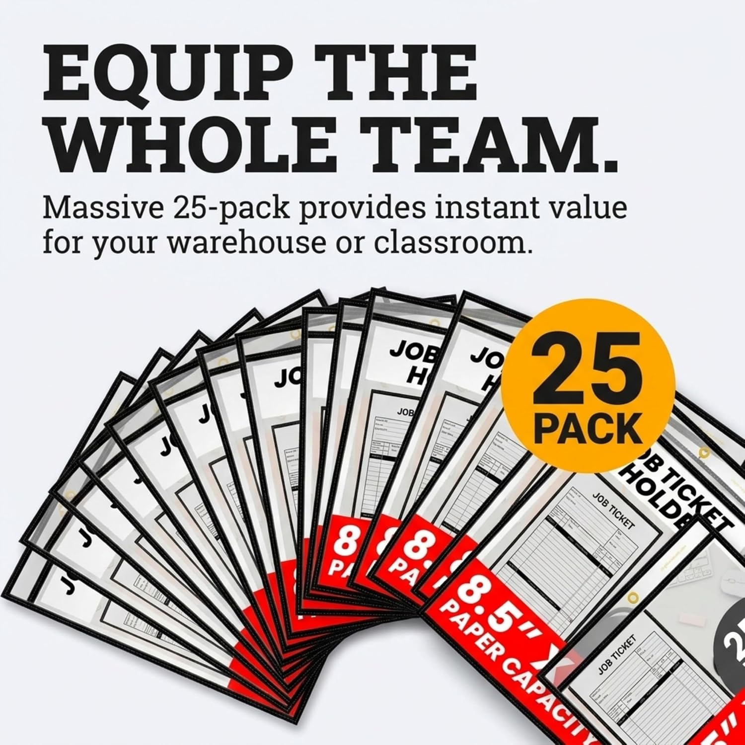 Office Werks Stitched Dry Erase Pocket, Portrait View Heavy Duty Reusable 8.5" X 11" Sleeves, Clear Both Sides with 1 Hole for Attaching to Machinery, File Cabinets and More, Black Trim (Pack of 25)