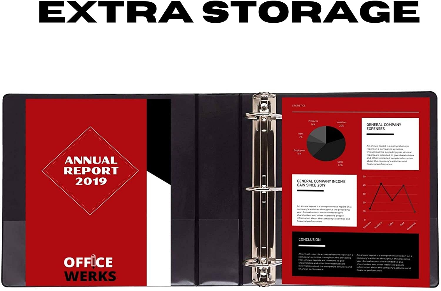 3 Ring Binder, Professional D Ring 5 Inch Binder, Clear View, With Pockets, Black - 2 Pack