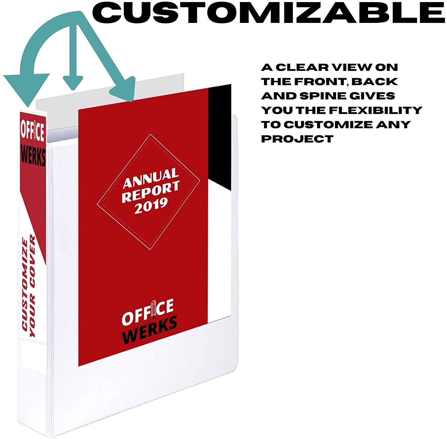 3 Ring Binder, 3 Inch Angle D-Rings, White, Clear View, Pockets