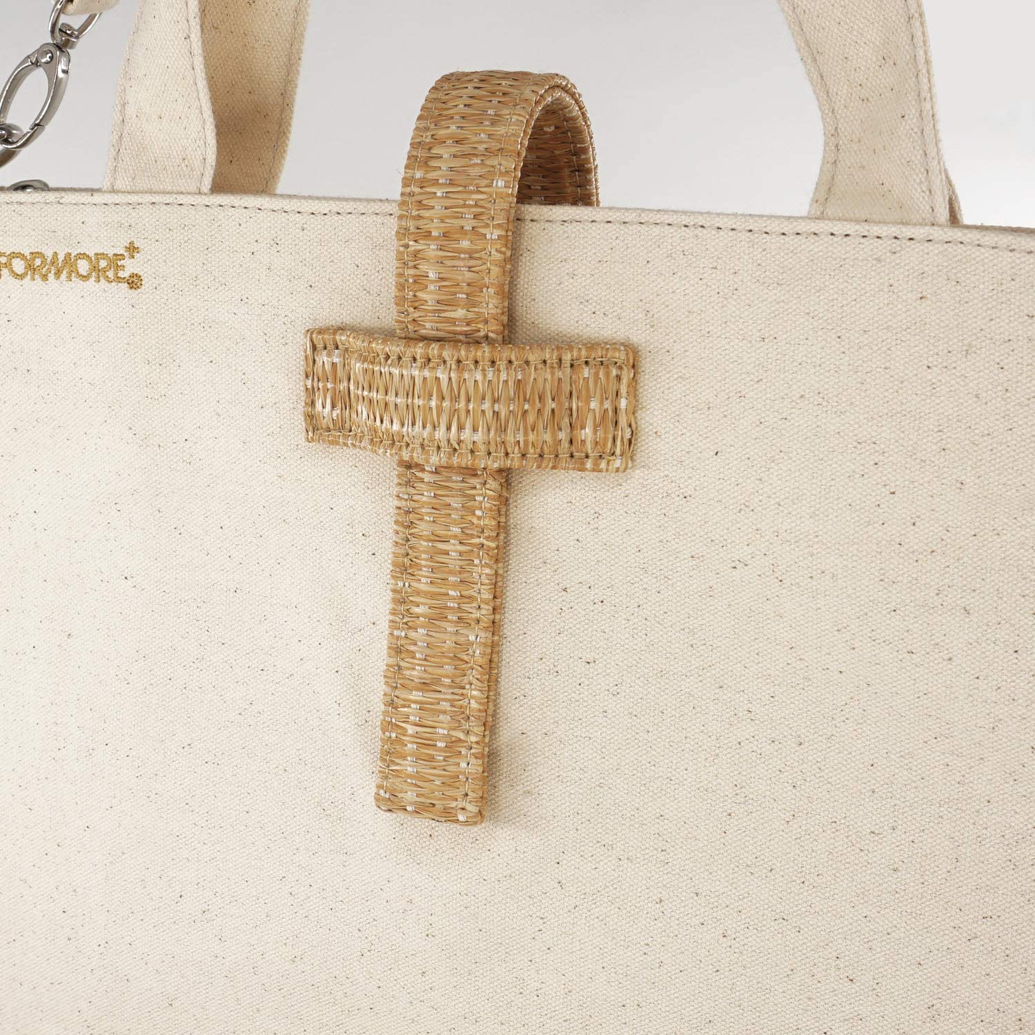Canvas and Rattan Tote Style Bible Bag for Women