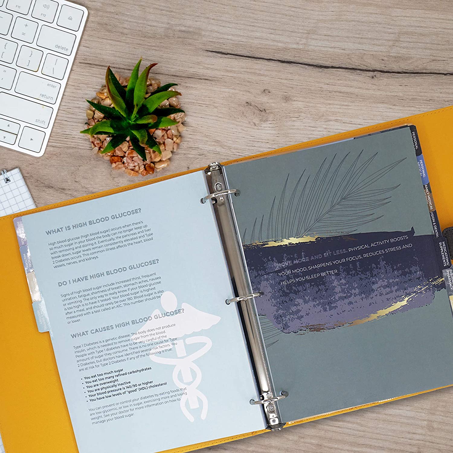 Health Journal Medical Record Book Organizer 3-Ring Binder