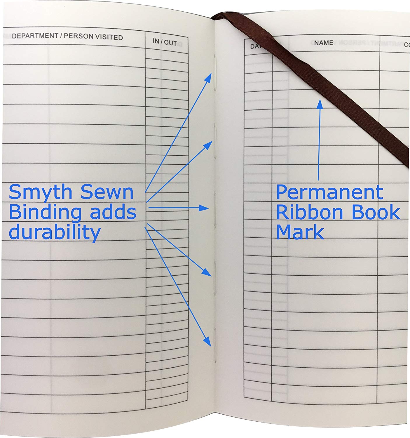 Visitors Register Book, 120 Pages, 8 7/8" X 7", Black Hardbound Cover, Smyth Sewn - RingBinderDepot.com