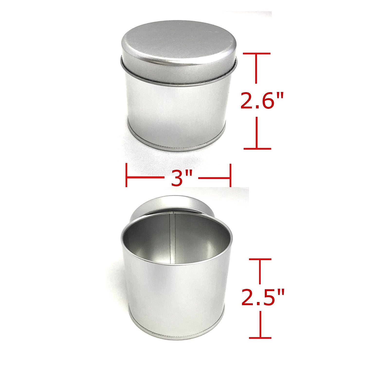 Tin Cans, 12 Pack – Large (8 oz) – 3” x 2.6” – For Creams, Crafts, Storing Spices and Candy - RingBinderDepot.com